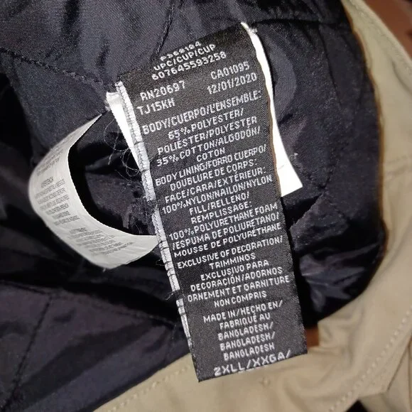 Dickies Mens Eisenhower Beige Quilt Lined Jacket Size 2XLL Front Zip 3 Pockets - Picture 10 of 11